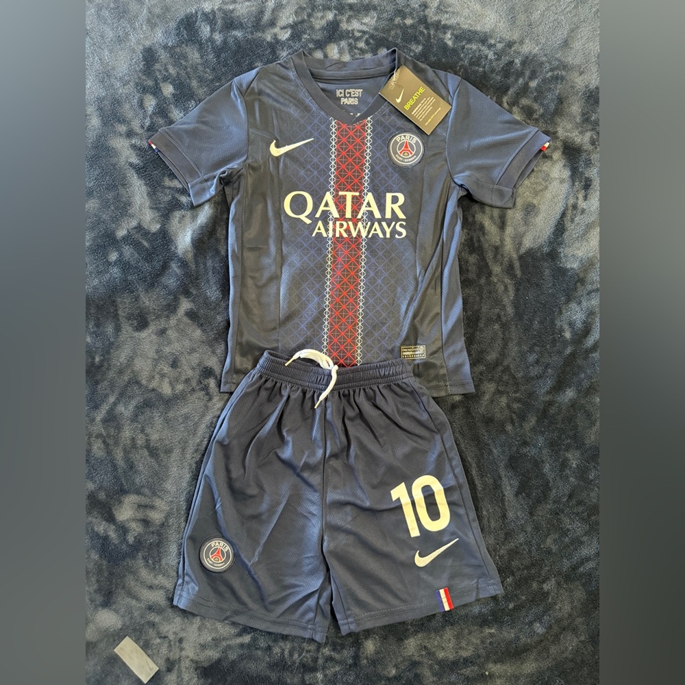 Paris Saint-germain kids Size O.Dembele #10 Jersey And Shorts NWT